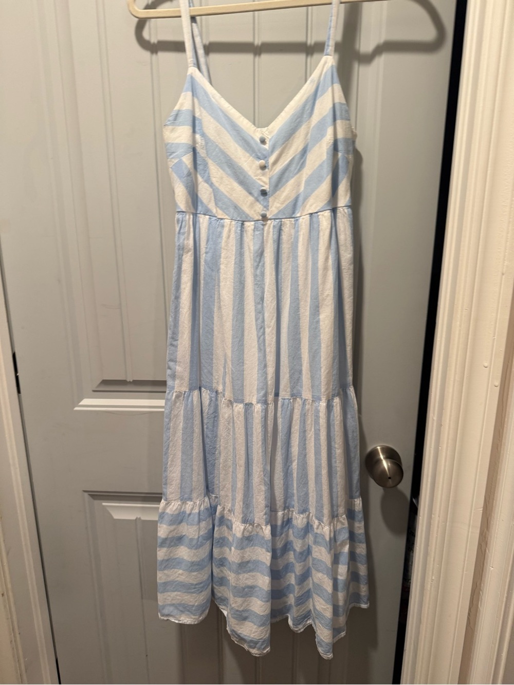 LC Lauren Conrad Light Blue and White Striped Maxi Sundress